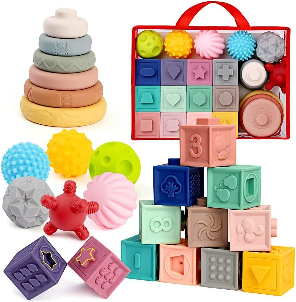 Soft Stacking Blocks For Baby Montessori Sensory Infant Bath Toys For Toddler